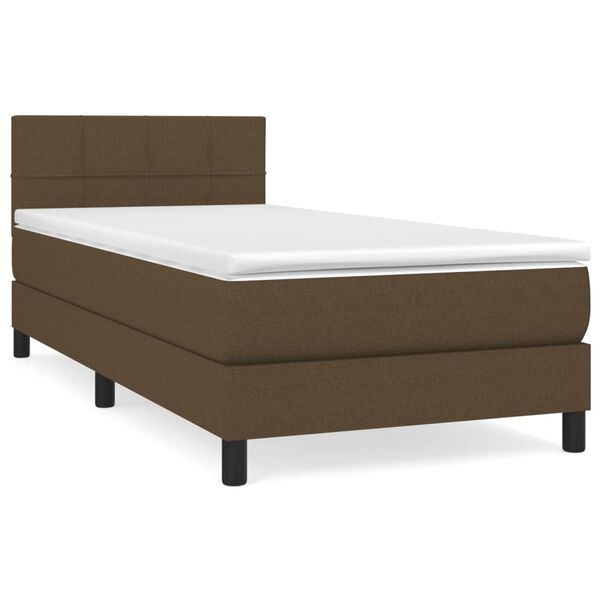 vidaXL Cama com molas/colch&atilde;o 90x190 cm tecido castanho-escuro