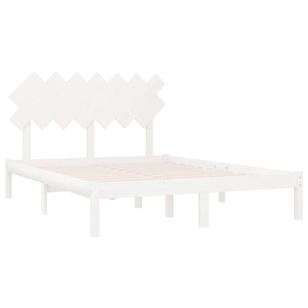 vidaXL Estrutura de cama 140x190 cm madeira maciça branco