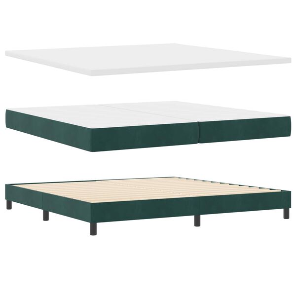 vidaXL Cama Box com colch&atilde;o Verde Escuro 200 x 200 cm Veludo