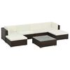vidaXL 7 pcs conjunto lounge jardim c/ almofad&otilde;es vime PE castanho