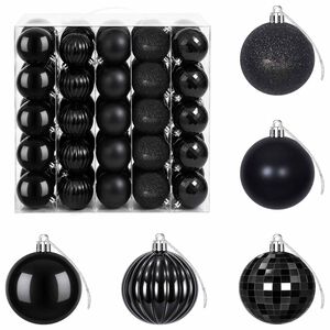 vidaXL Conjunto de Bolas de Natal 75 unid. Preto 6 cm Poliestireno