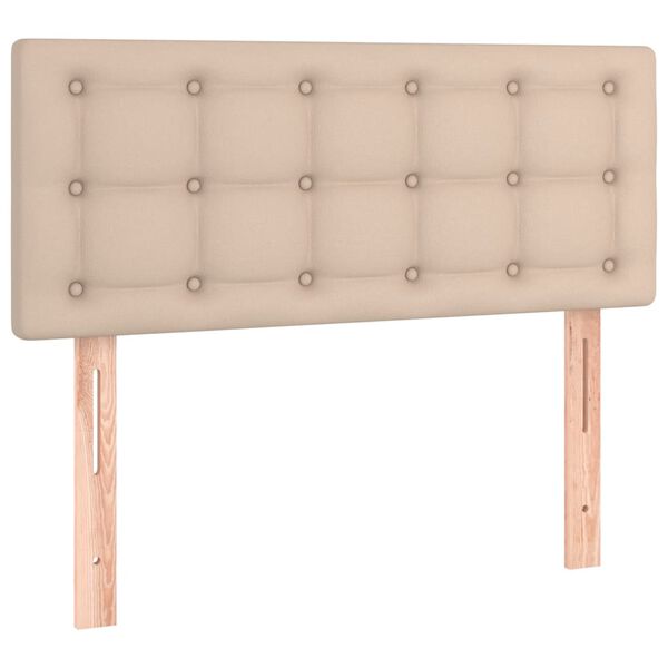 vidaXL Cabeceira cama c/ LED couro artificial 90x5x78/88 cm cappuccino