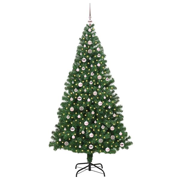 vidaXL &Aacute;rvore de Natal Artificial Verde 240 cm PVC, A&ccedil;o e Pl&aacute;stico