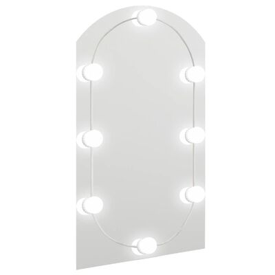 vidaXL Espelho com luzes LED 70x40 cm vidro arqueado