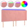 vidaXL Cabeceira de cama c/ luzes LED veludo 183x16x118/128 cm rosa