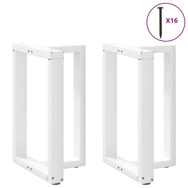 vidaXL P&eacute;s para mesa de jantar em forma de T, 2 pe&ccedil;as, branco, 50x35x(72-73) cm, a&ccedil;o