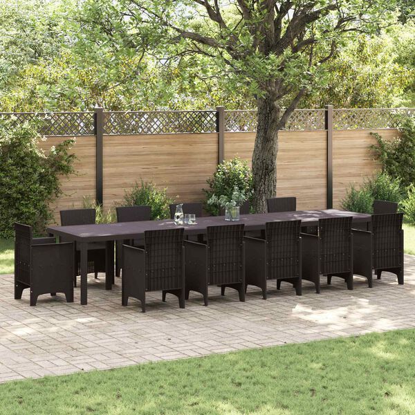 vidaXL Mesa de Jardim Castanho 400 x 100 x 73 cm vime PE
