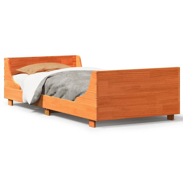vidaXL Cama sem colch&atilde;o 90x190 cm madeira de pinho maci&ccedil;a castanho-mel