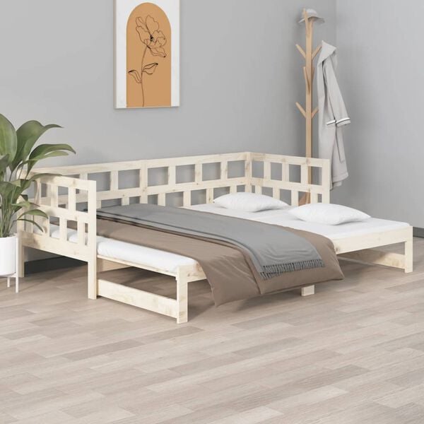 vidaXL Estrutura sof&aacute;-cama de puxar 2x(90x200) cm pinho maci&ccedil;o