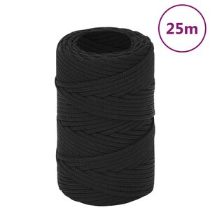 vidaXL Corda de barco 2 mm 25 m polipropileno preto completo