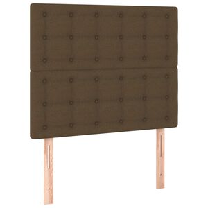 vidaXL Cabeceira Castanho Escuro 80x5x118/128 cm Tecido