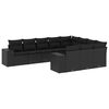 vidaXL 10 pcs conjunto sof&aacute;s de jardim c/ almofad&otilde;es vime PE preto