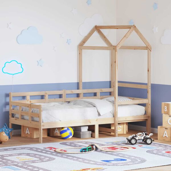 vidaXL Sofá-cama com telhado 80x200 cm madeira de pinho maciça