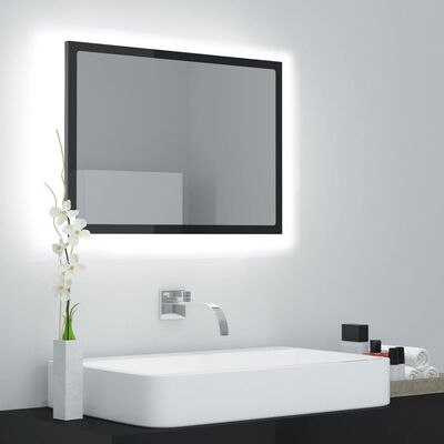 vidaXL Espelho casa banho c/ LED 60x8,5x37 cm acrílico cinza brilhante