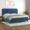 vidaXL Cama box spring c/ colch&atilde;o/LED 200x200 cm veludo azul-escuro
