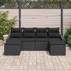 vidaXL Conjunto de Jantar para Jardim com almofada 6 pcs Preto