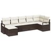 vidaXL Conjunto de Sof&aacute;s 7 unid. Marrom e Creme vime PE