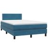 vidaXL Cama box spring c/ colch&atilde;o e LED 120x220 cm veludo azul-escuro