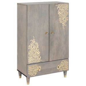 vidaXL Buff&ecirc; Cinza e Ouro 60 x 33 x 100 cm Madeira de manga maci&ccedil;a