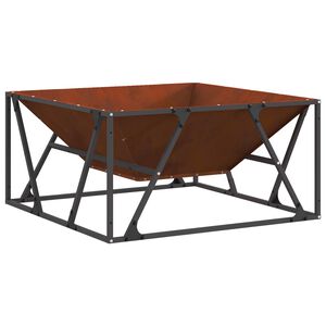 vidaXL Fire Pit Castanho 80 x 80 x 40 cm A&ccedil;o resistente &agrave;s intemp&eacute;ries