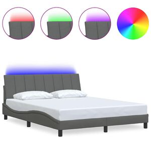 vidaXL Estrutura de cama sem colchão Hanko 160x200 cm tecido cinzento-escuro