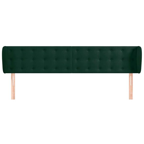 vidaXL Cabeceira de cama c/ abas veludo 183x23x78/88cm verde-escuro
