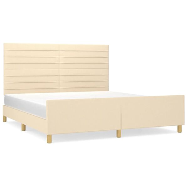vidaXL Estrutura de cama sem colch&atilde;o 160x200 cm tecido cor creme