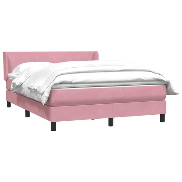 vidaXL Cama box spring com colch&atilde;o 160x210 cm veludo rosa