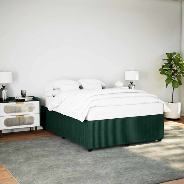 vidaXL Estrutura de cama sem colch&atilde;o 160x200 cm veludo verde-escuro
