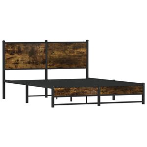 vidaXL Estrutura de cama sem colch&atilde;o 140x190 cm metal carvalho fumado