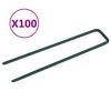 vidaXL Grampos para relva artificial em forma de U 100 pcs ferro