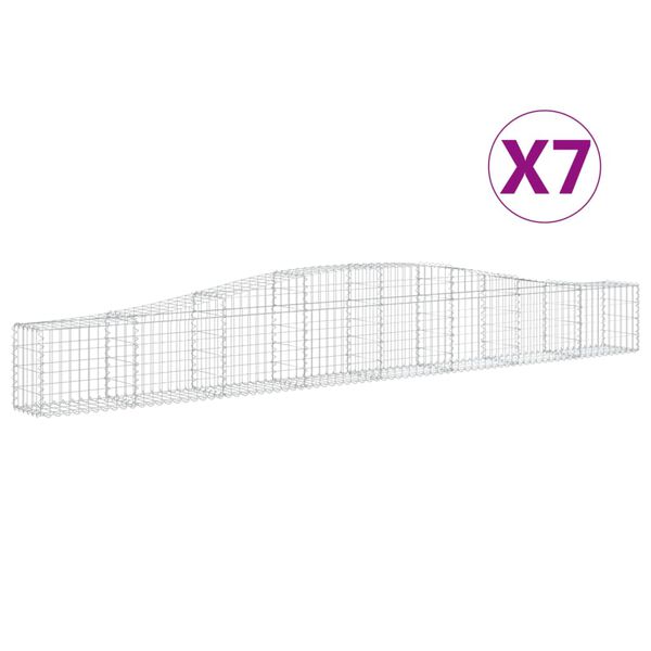vidaXL Cestos gabi&atilde;o arqueados 7 pcs 400x30x40/60 cm ferro galvanizado