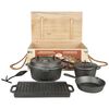 Esschert Design 7 pcs conjunto de cozinha para campismo preto FF240