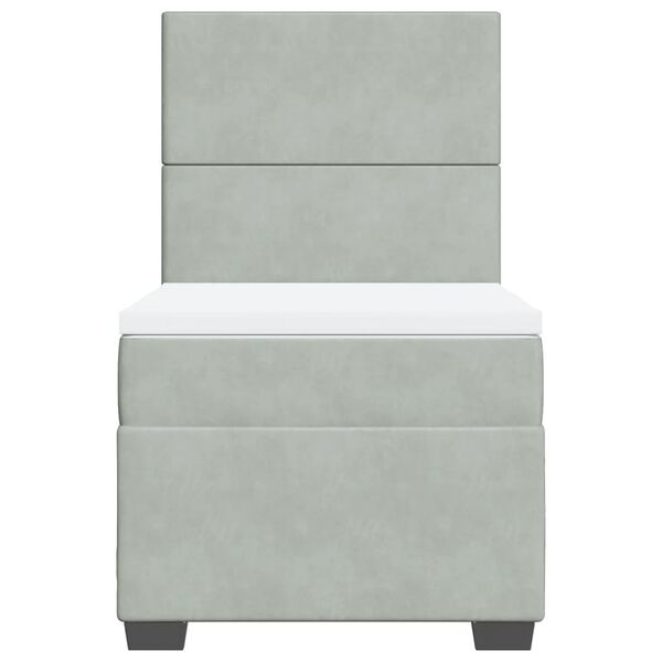 vidaXL Cama com molas/colch&atilde;o 100x200 cm veludo cinza-claro