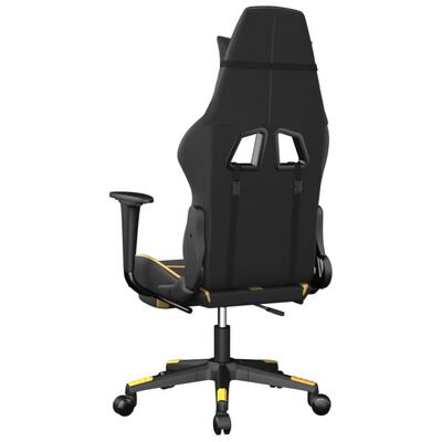 vidaXL Cadeira gaming massagens c/ apoio pés couro artif. Ouro/Preto