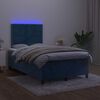 vidaXL Cama box spring c/ colch&atilde;o/LED 120x200 cm veludo azul-escuro