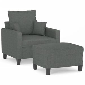 vidaXL Poltrona com apoio de p&eacute;s 60 cm tecido cinzento-escuro