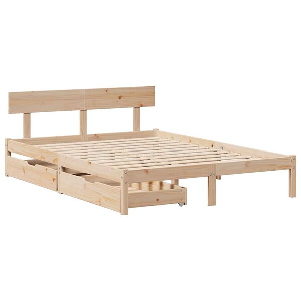 vidaXL Cama sem colch&atilde;o 140x190 cm madeira de pinho maci&ccedil;a