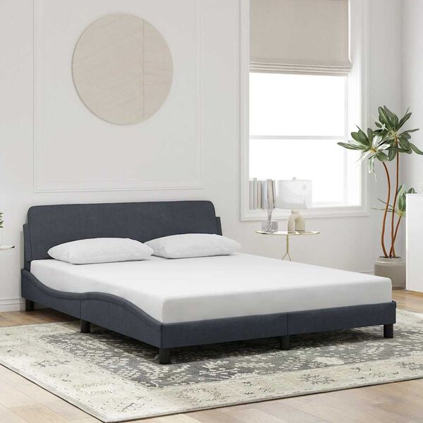 vidaXL Estrutura de cama Dover 160x200 cm veludo cinzento-escuro