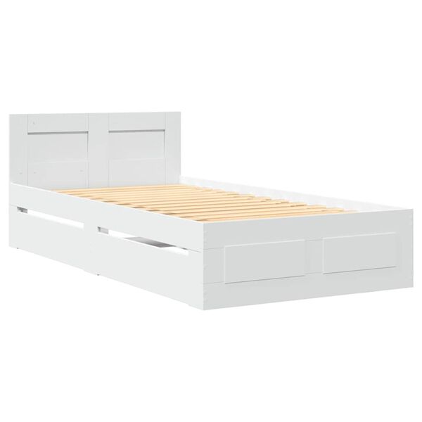 vidaXL Estrutura de cama c/ cabeceira sem colch&atilde;o 90x200 cm branco