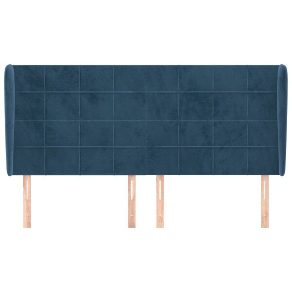 vidaXL Cabeceira cama c/ abas veludo 203x23x118/128 cm azul-escuro