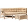vidaXL 4 pcs conjunto lounge de jardim c/ almofad&otilde;es pinho maci&ccedil;o