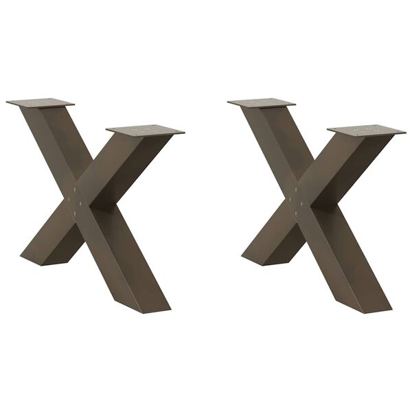 vidaXL P&eacute;s para mesa de centro em formato de X, 2 pe&ccedil;as, a&ccedil;o natural, 70x (42-43) cm, a&ccedil;o