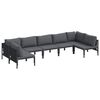 vidaXL Conjunto de Sof&aacute; de Jardim com almofada 7 pcs Preto A&ccedil;o