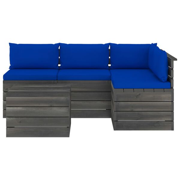 vidaXL 5 pcs conjunto lounge de paletes + almofad&otilde;es madeira de pinho