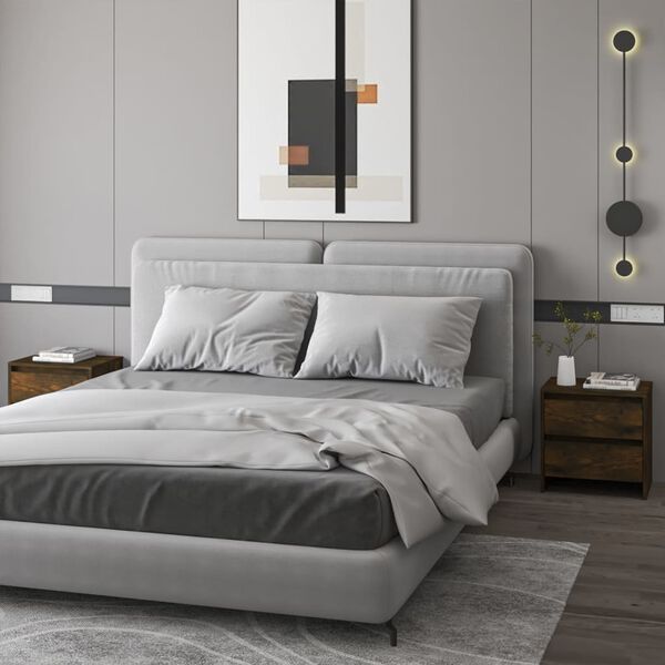 vidaXL Mesa de cabeceira 2 pcs derivados de madeira carvalho fumado