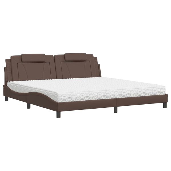 vidaXL Cama Viana com colch&atilde;o 200x200 cm couro artificial castanho