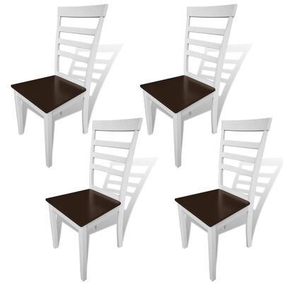vidaXL Cadeiras de jantar 4 pcs madeira maciça e MDF branco/ castanho