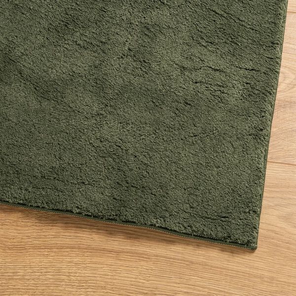 vidaXL Tapete pelo curto macio lav&aacute;vel HUARTE 80x150 cm verde-floresta