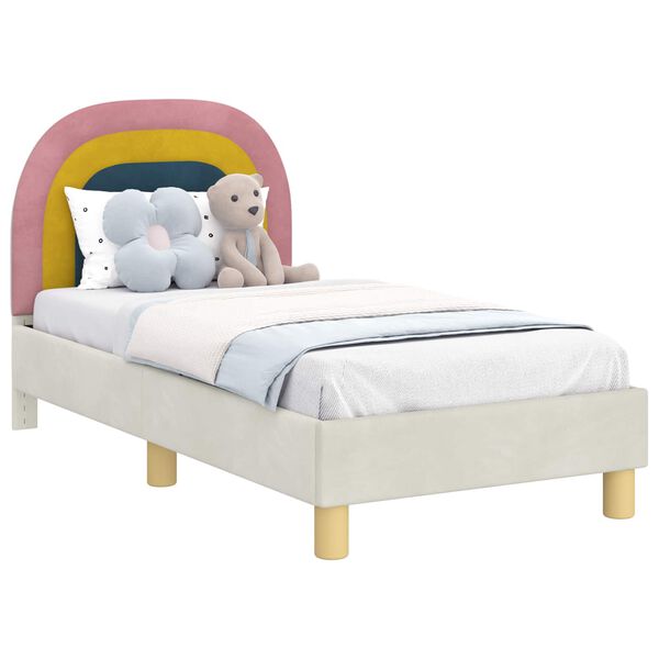 vidaXL Estrutura de Cama para Criança com Cabeceira Creme 70 x 140 cm